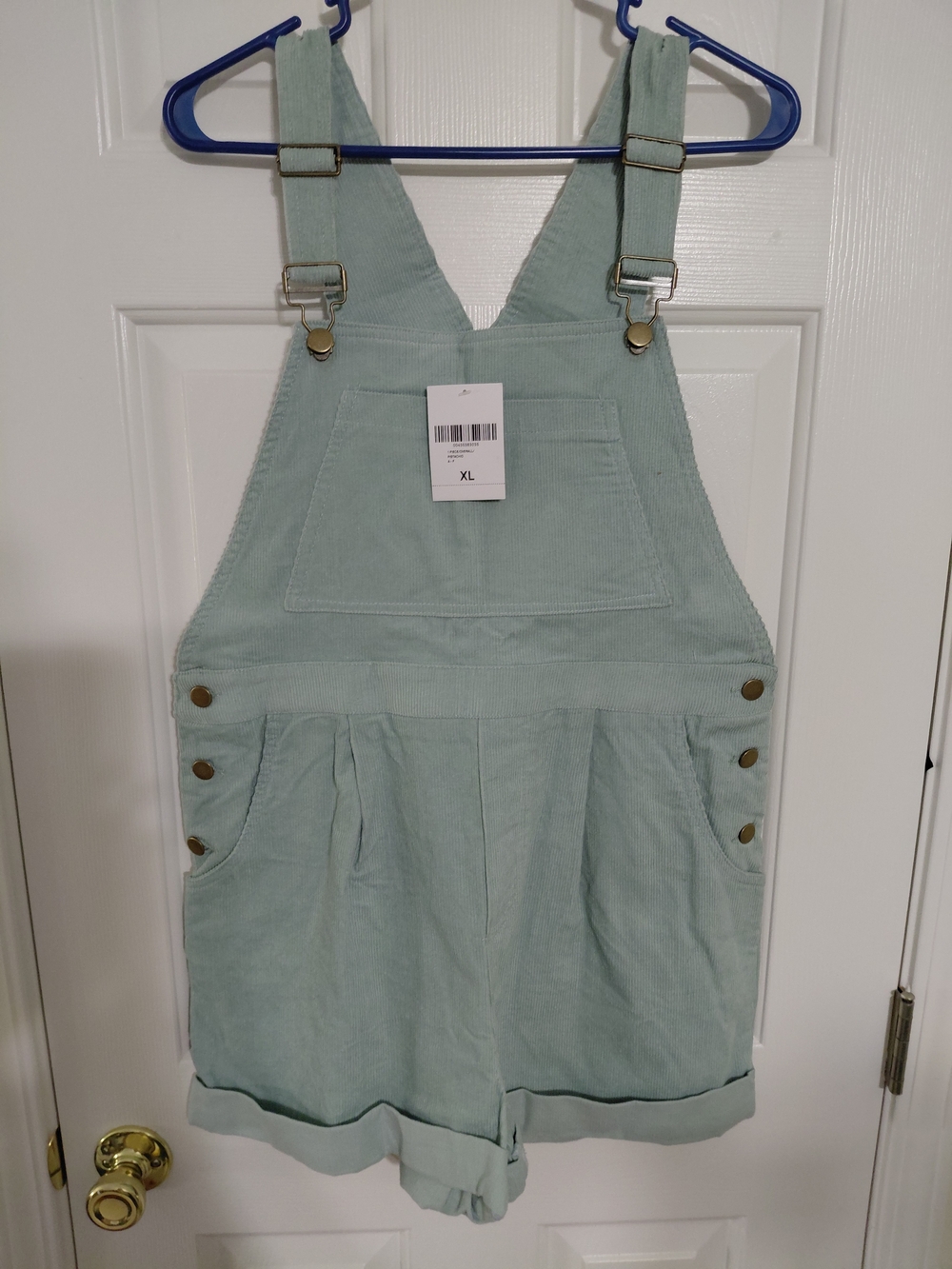 FOREVER 21 Womens Mint Green Corduroy Overall Shorts  -